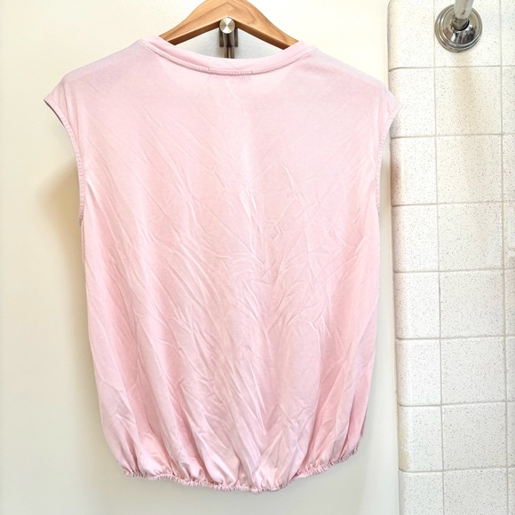 Anthropologie Eri + Ali Pink Cap Sleeve Blouse Size Small Cottagecore Pilates - Picture 3 of 6